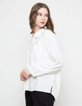 KHAKI TOP WVN LS TX