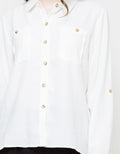 KHAKI TOP WVN LS TX