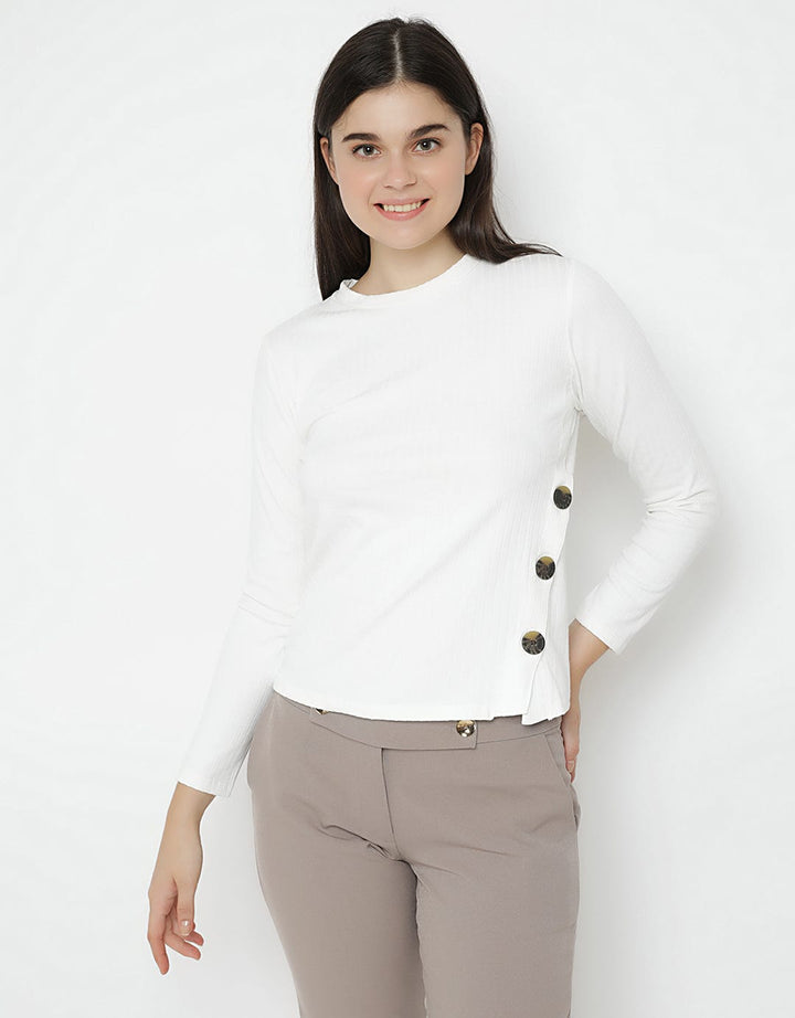 KHAKI TOP KNIT LS ST