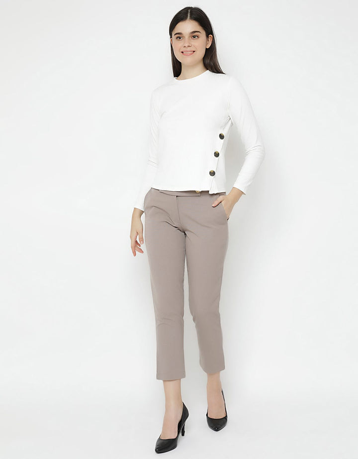 KHAKI TOP KNIT LS ST