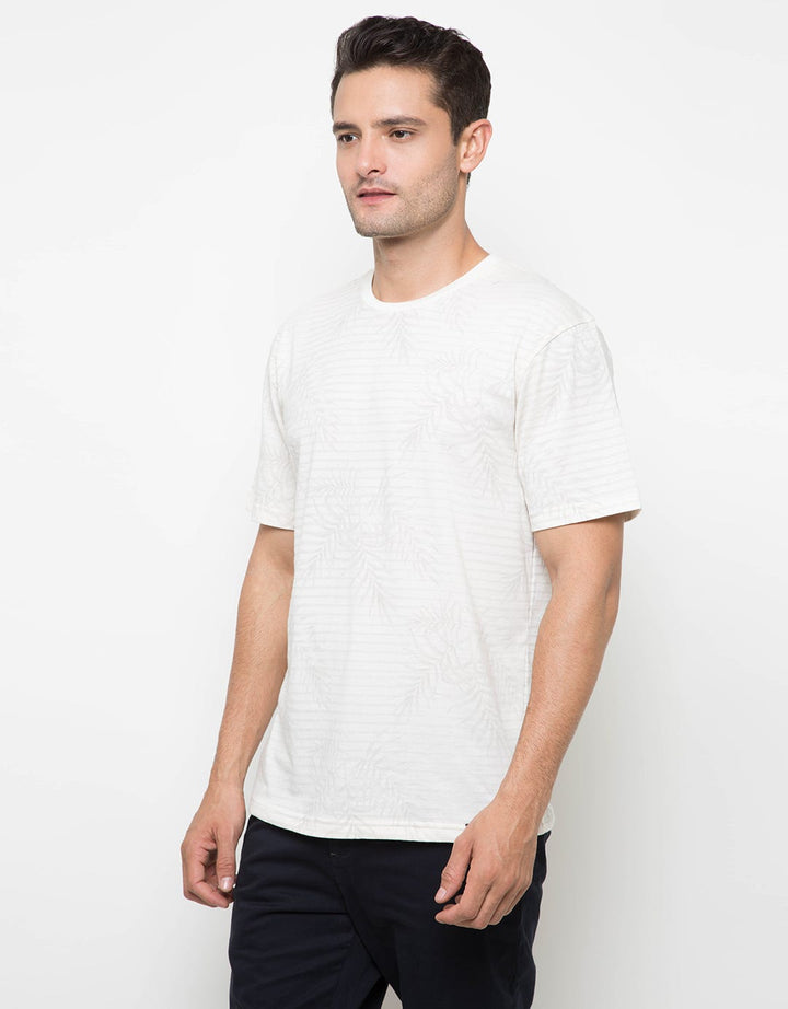 Details Stripe Leaves Kaos Casual Pria