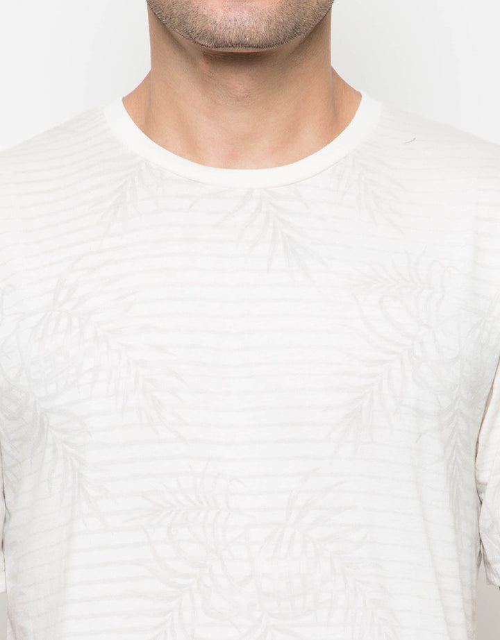 Details Stripe Leaves Kaos Casual Pria