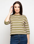 TOP KNIT LS STR COMB
