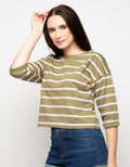TOP KNIT LS STR COMB