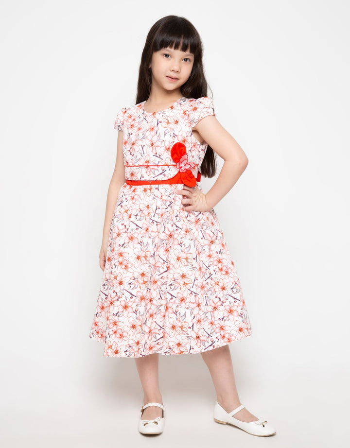 Donita Red Flower Casual Dress