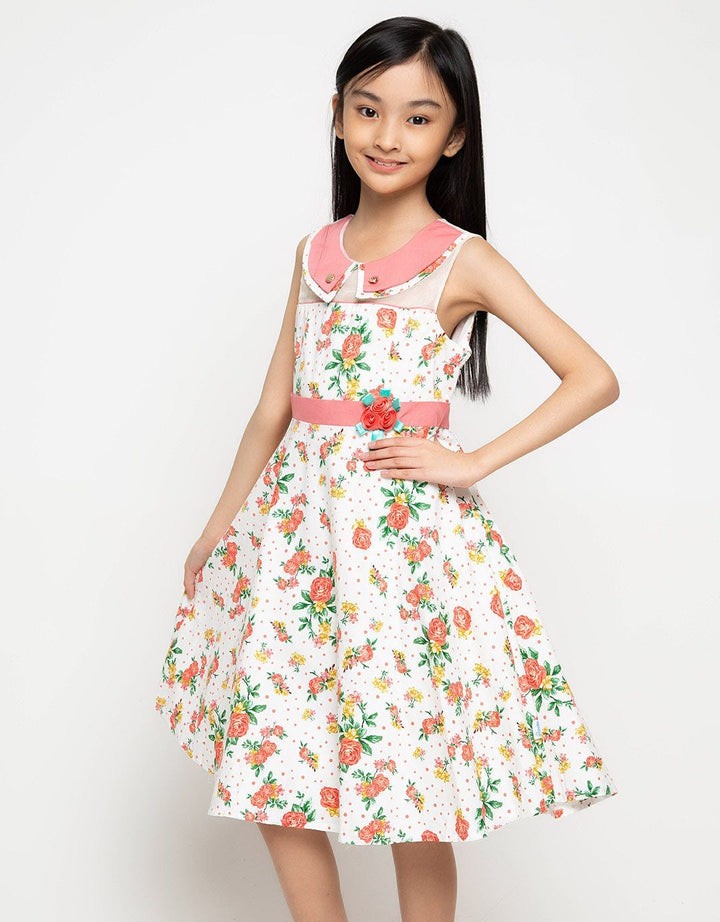 Donita Flower Two Button Dress