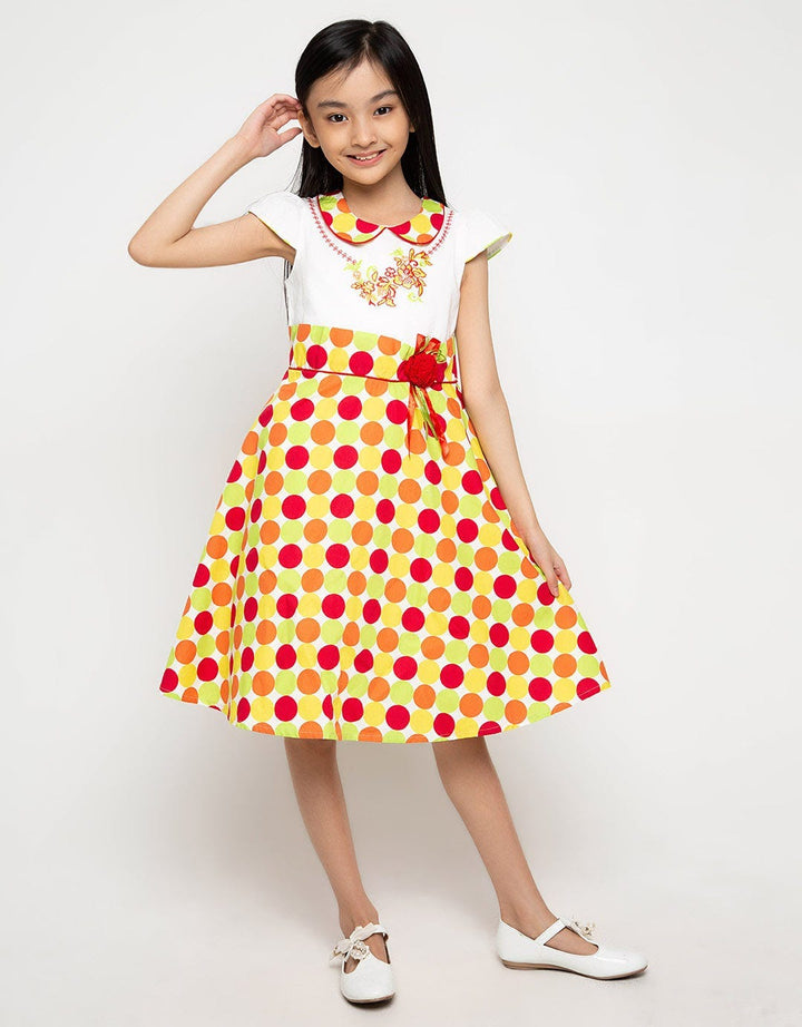 Donita Casual Dress Polkadot With Embroidery