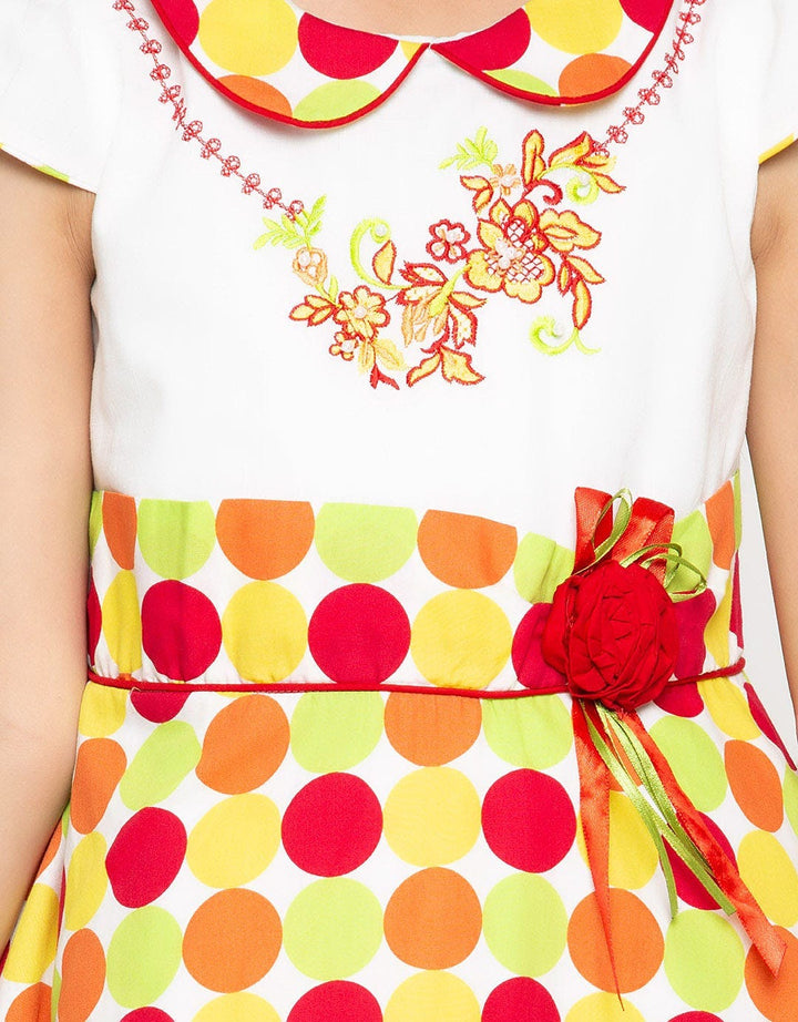 Donita Casual Dress Polkadot With Embroidery