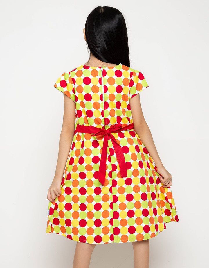 Donita Casual Dress Polka Dot Ribbon Detail