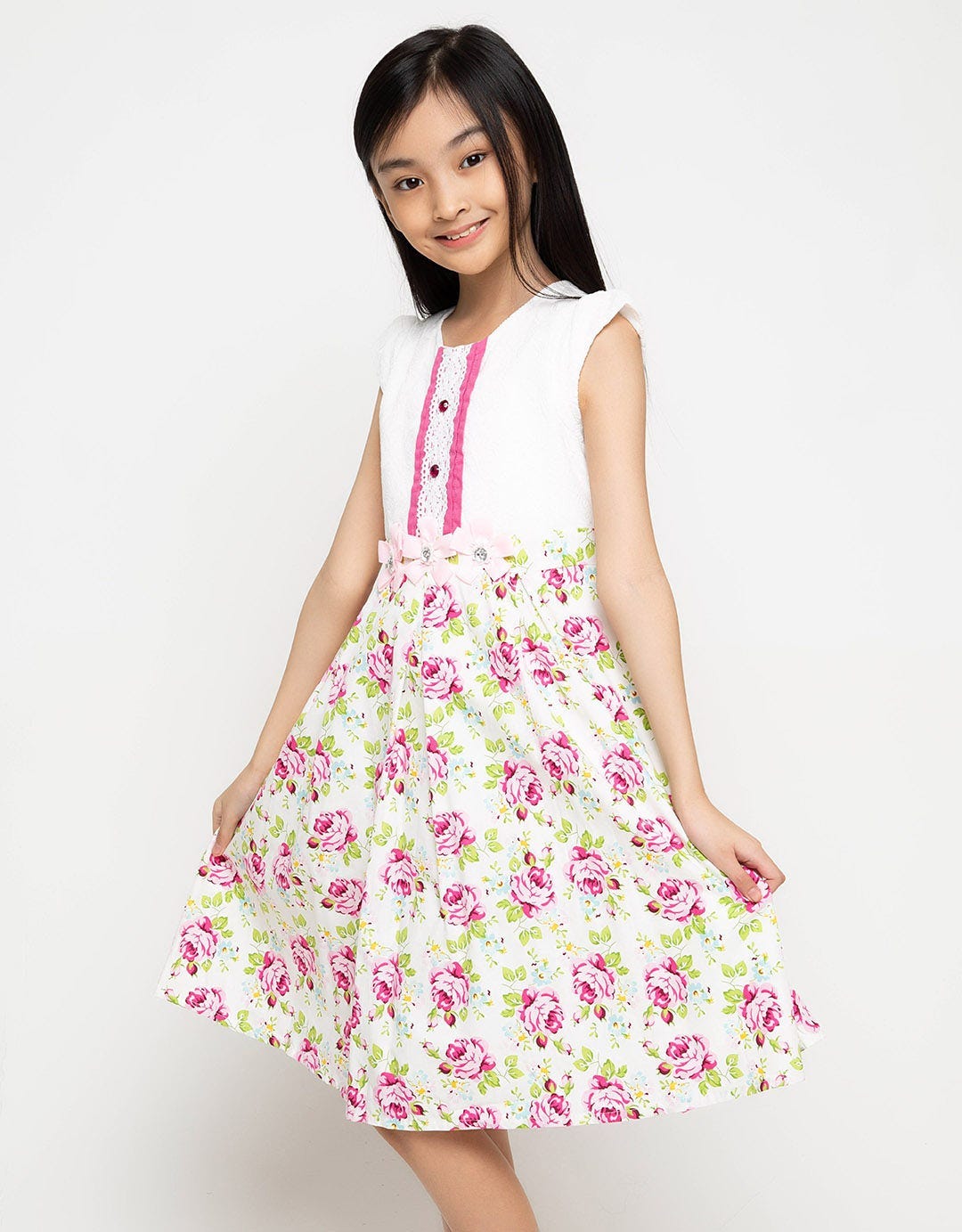 Donita Casual Dress Flower Print With Lace