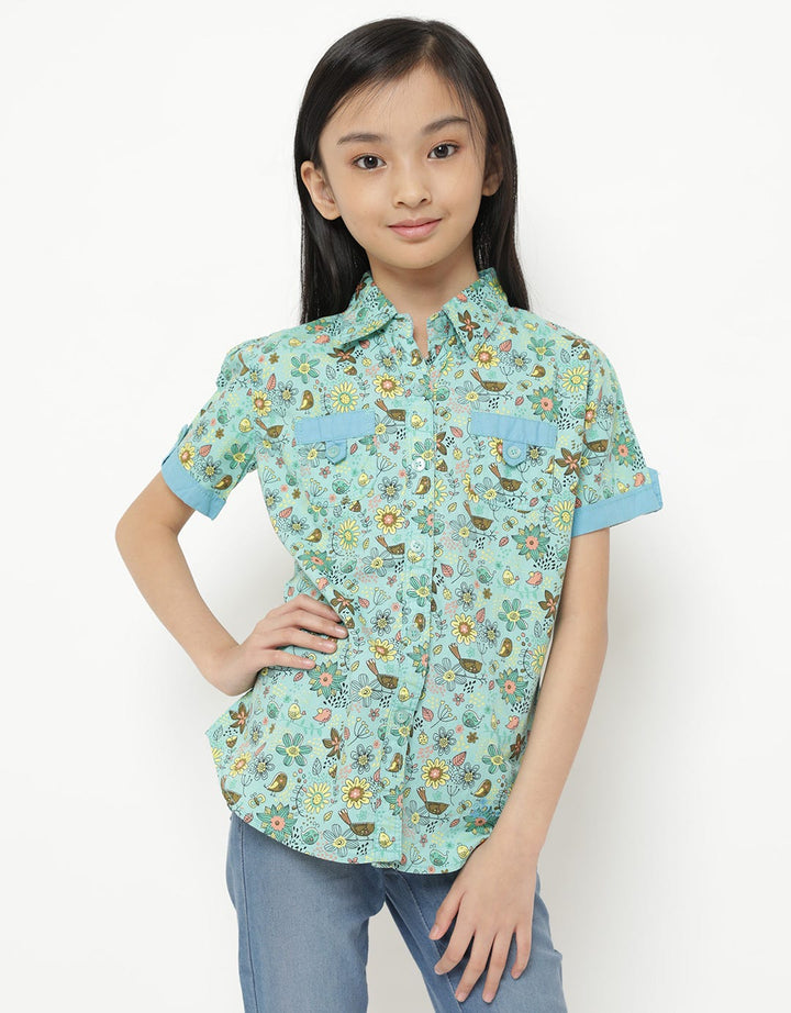 Pingu Club Dress Lengan Pendek Motif Bunga