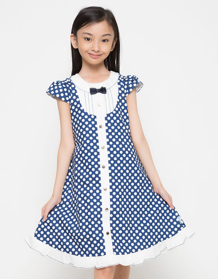 Donita Blue Polka Tie Casual Dress