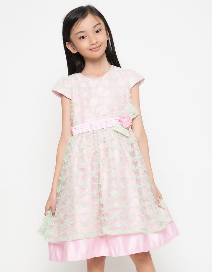 Donita Pink Green Dress Party Dress