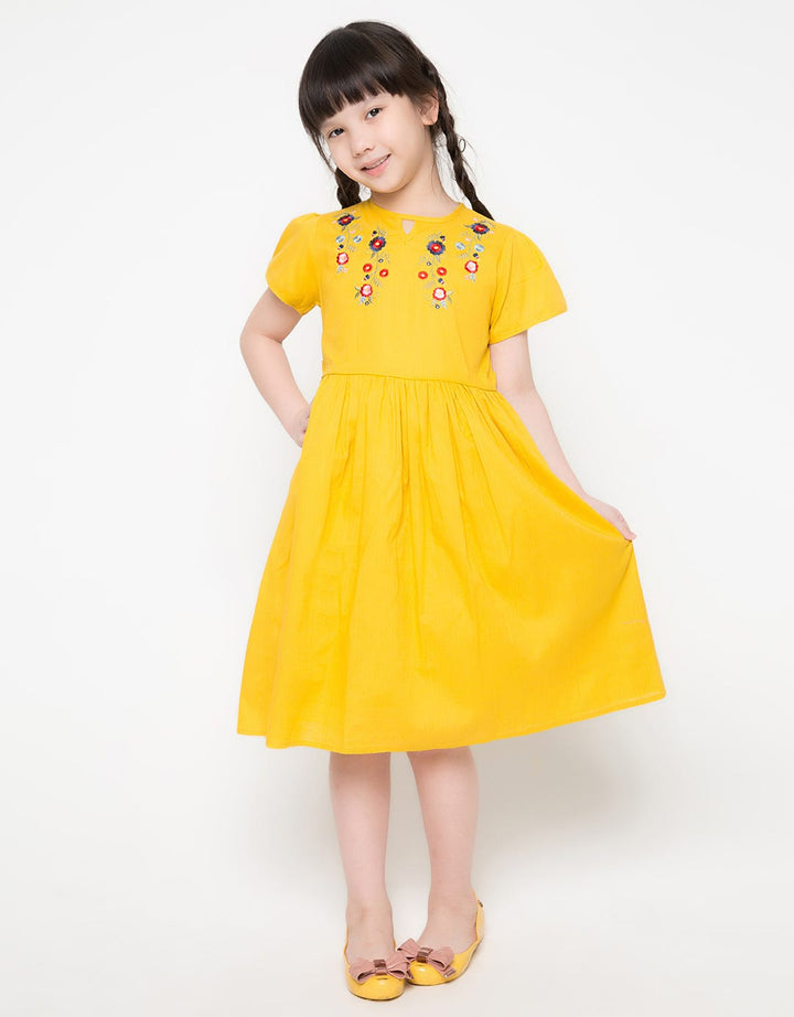 Sweet Miss Bordir Bunga Dress Anak Perempuan