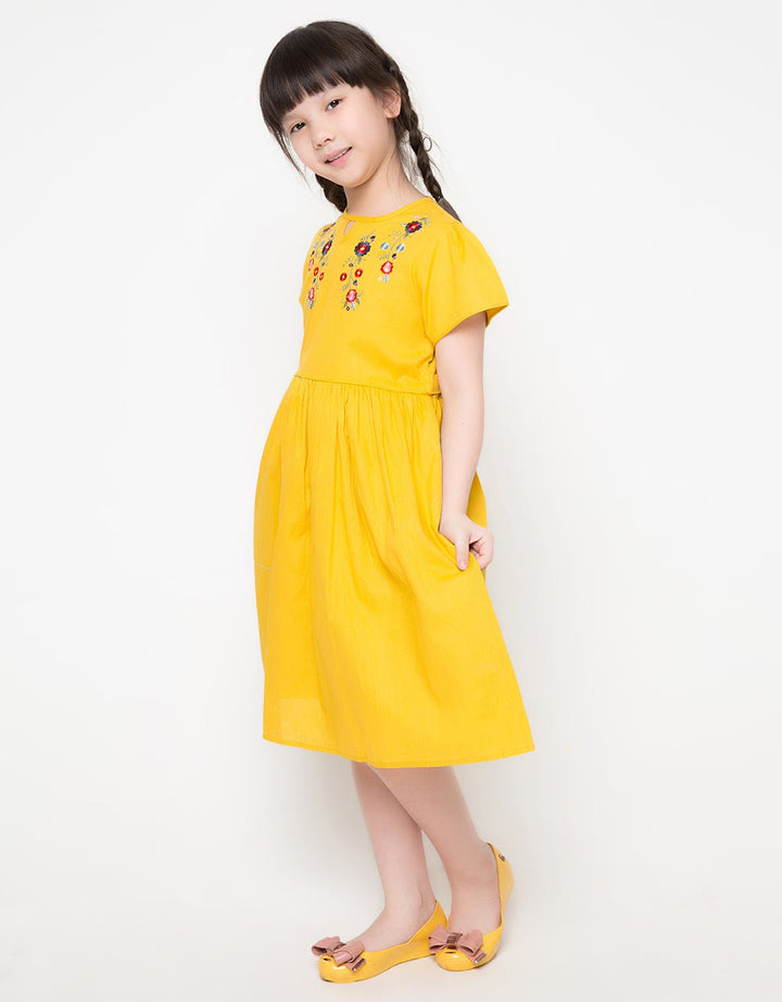 Sweet Miss Bordir Bunga Dress Anak Perempuan