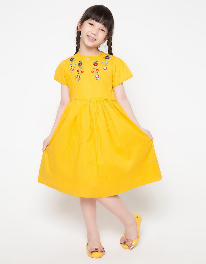 Sweet Miss Bordir Bunga Dress Anak Perempuan