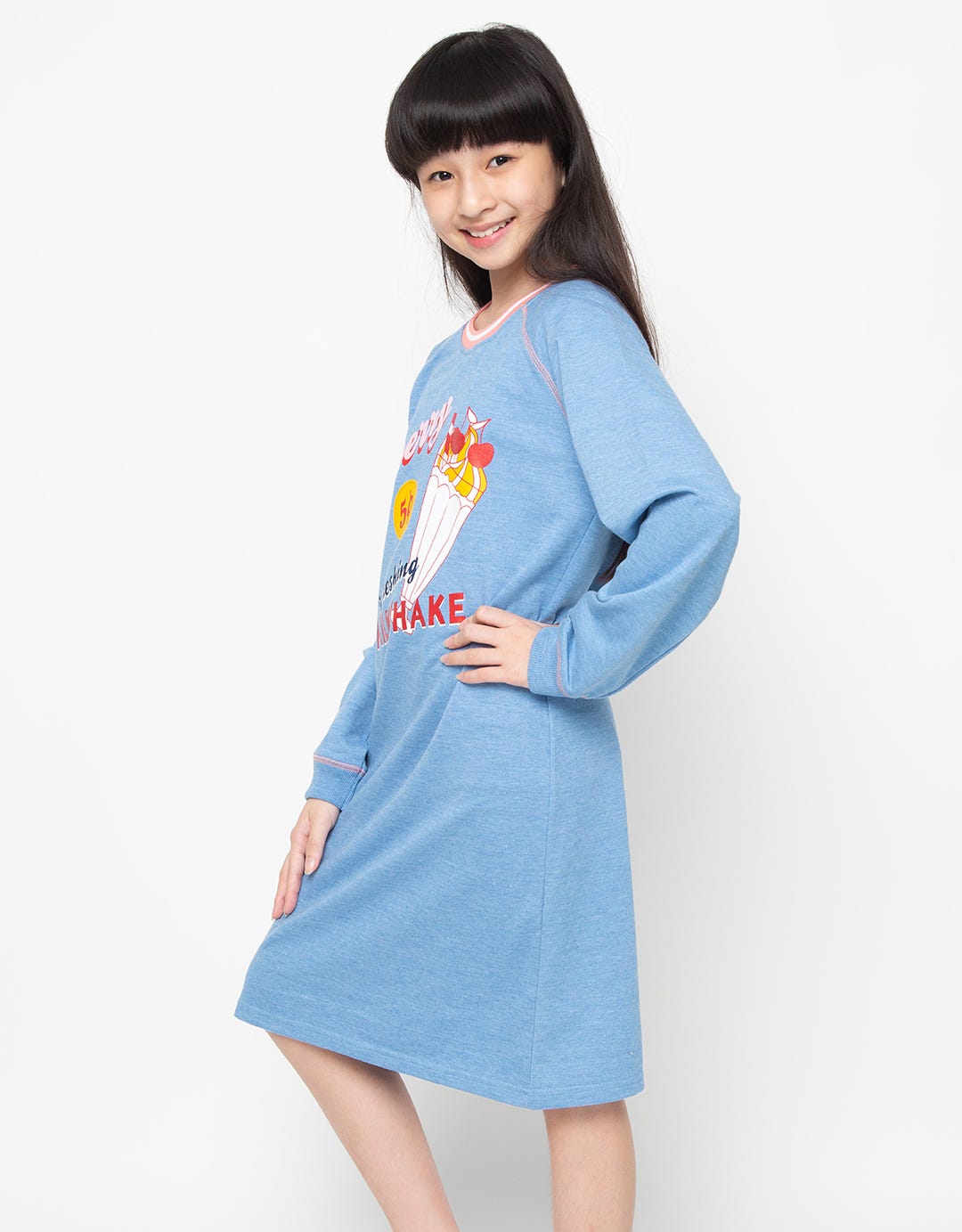 LS MIDI DRESS RAGLAN