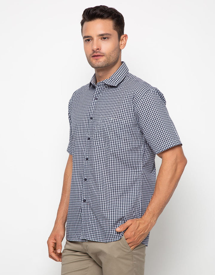 Edition Men Gingham Pocket Woven Shirt Kemeja Pendek