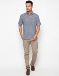 Edition Men Gingham Pocket Woven Shirt Kemeja Pendek