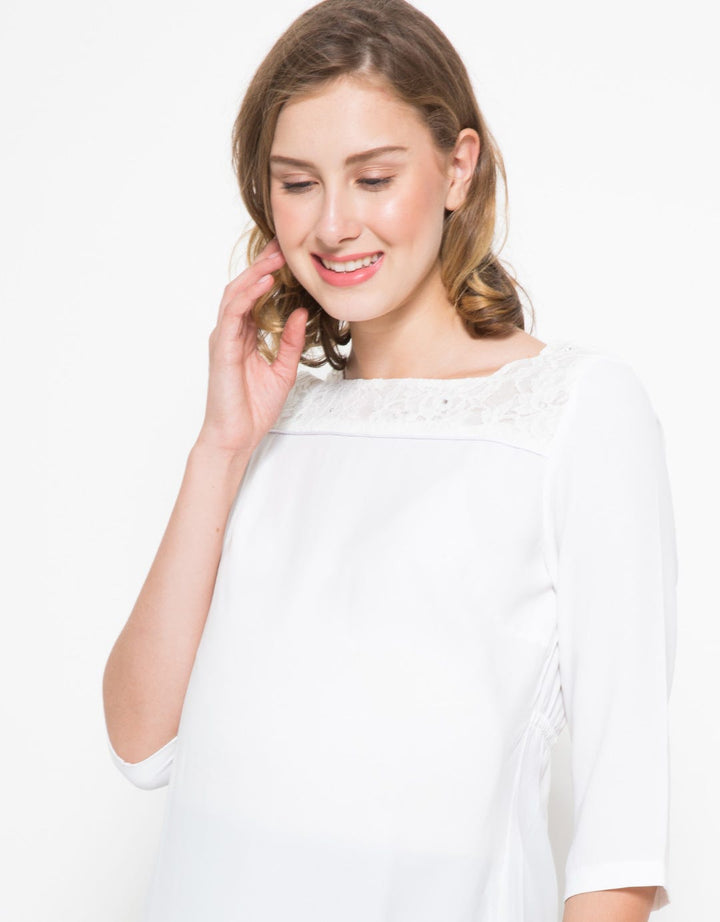 Elsy's 7/8 Sleeve Top-Laced Maternity Blouse