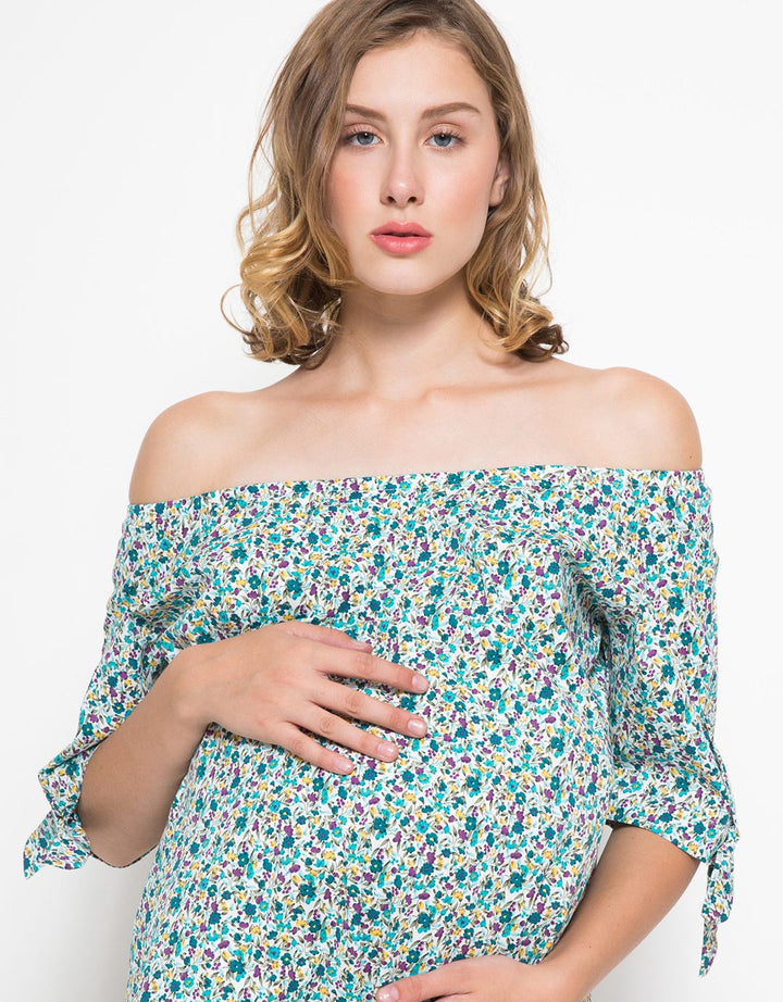 Elsy's Elbow Sleeve Floral Maternity Blouse