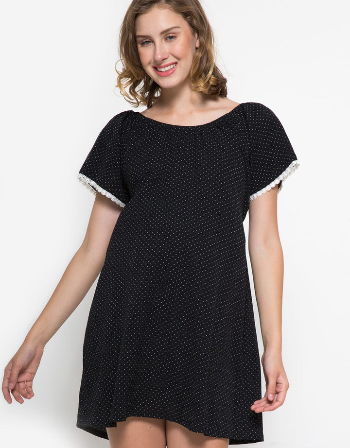 Elsy's Short Sleeve Polkadots Midi Dress