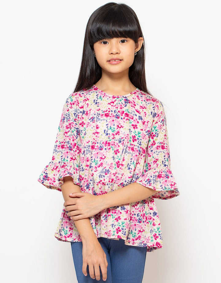 Exit Girls Blus Lengan Ruffle Print Floral
