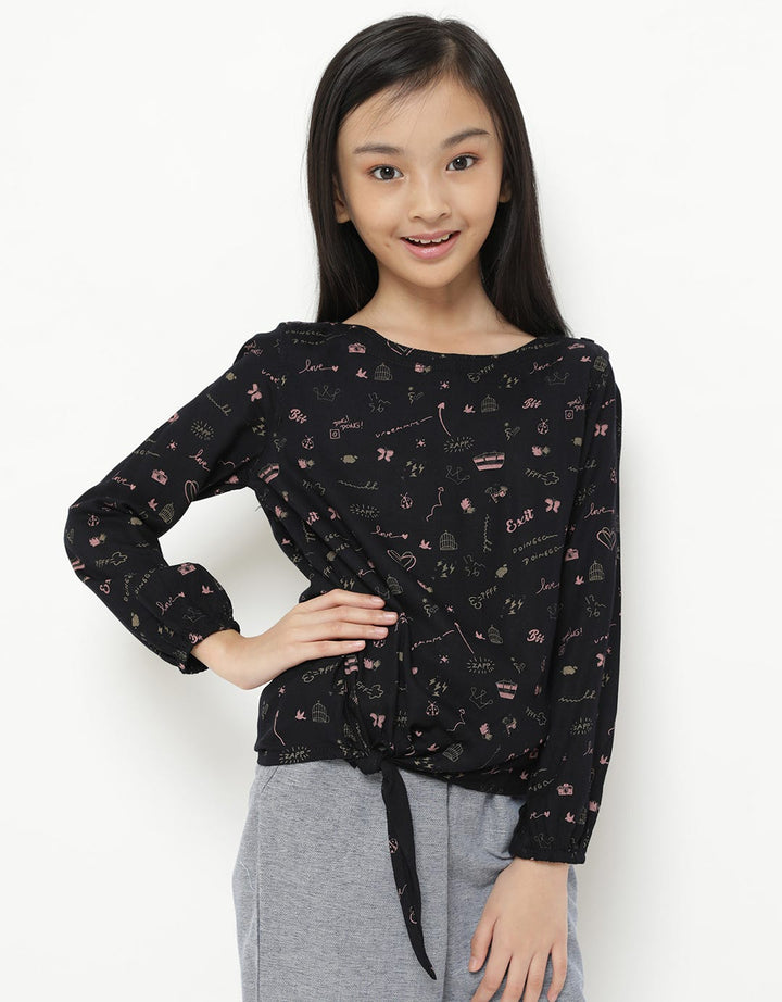 Exit Girls Hailey Printed Shirt With Ribbon