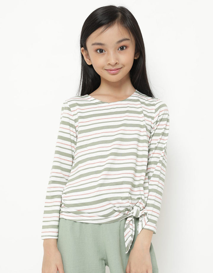 Exit Girls Meira Stipes Shirt With Ribbon