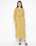 Exit Klarybel Longdress with Button and Waistrape Yellow