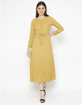Exit Klarybel Longdress with Button and Waistrape Yellow