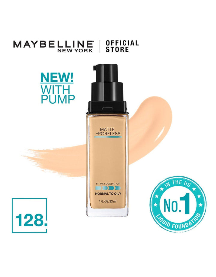 Maybelline Foundation Fit Me Pump Matte Poreless - 128 Warm Nude