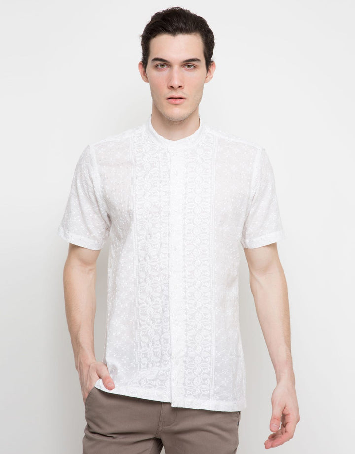 Hassenda Baju Koko Lengan Pendek Detail Bordir