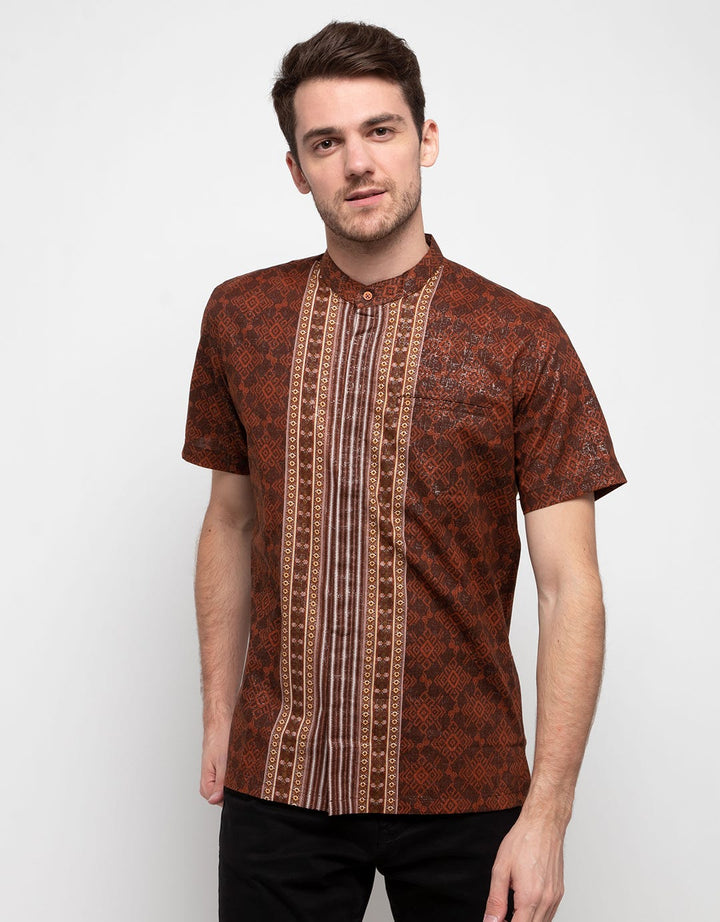 Hassenda Kemeja Koko Lengan Pendek Full Print