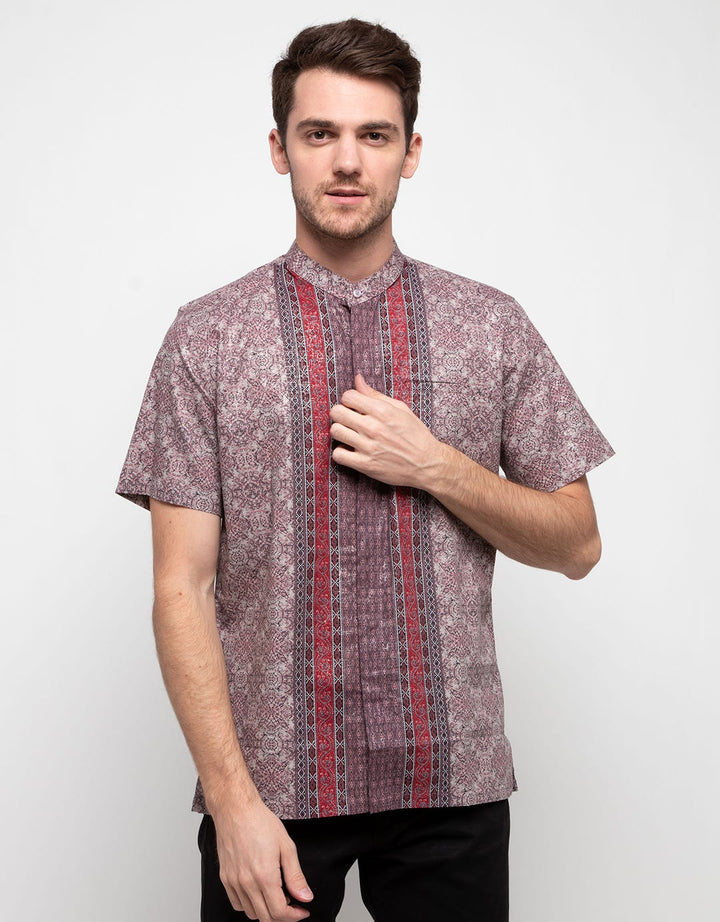 Hassenda Kemeja Koko Lengan Pendek Full Print Comfortable