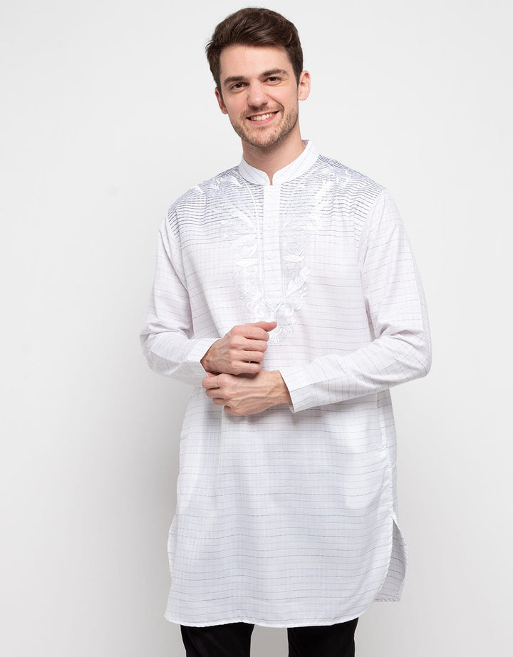 Hassenda Kemeja Koko Stripes Detail Bordir