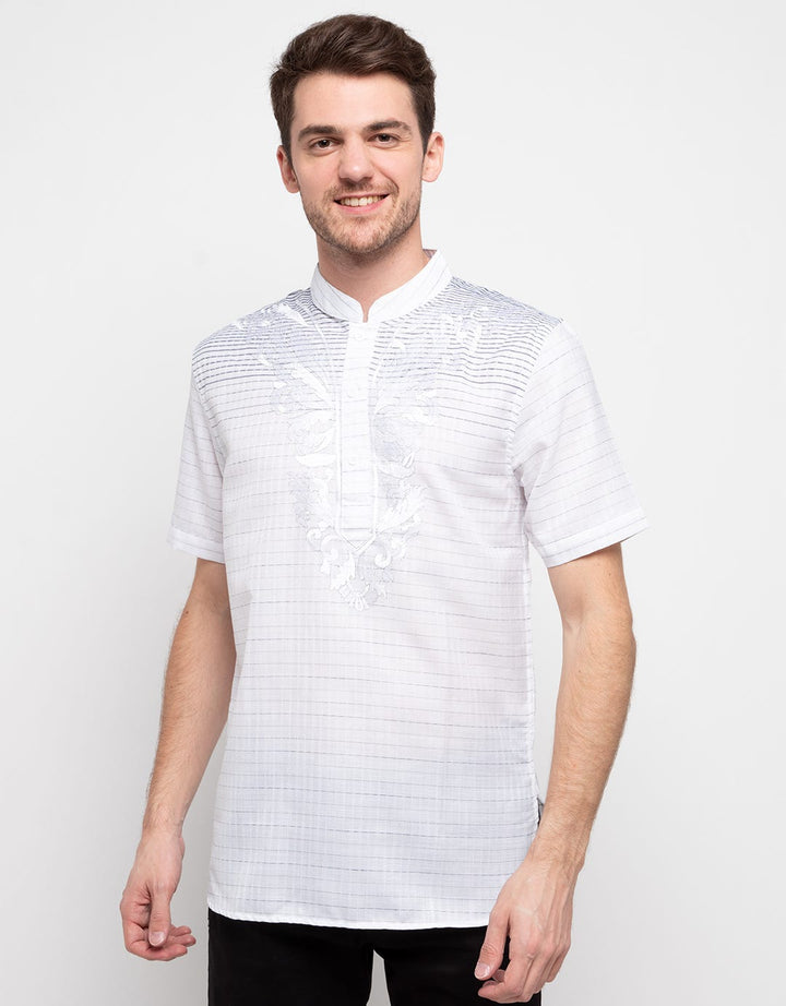 Hassenda Kemeja Koko Stripes Detail Bordir