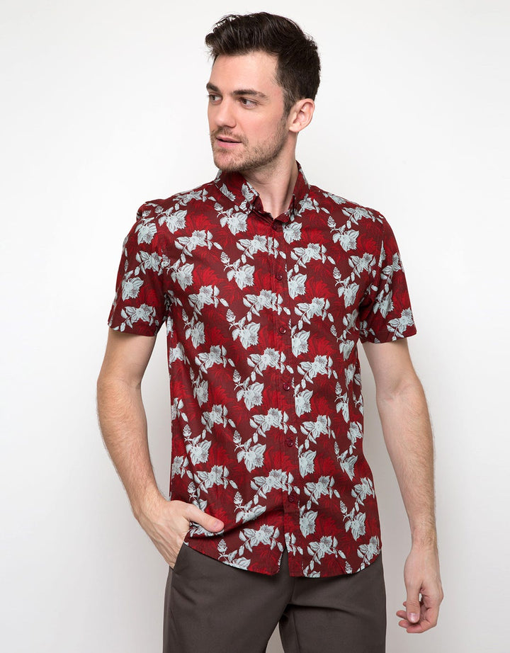 Hassenda Kemeja Lengan Pendek Print Floral