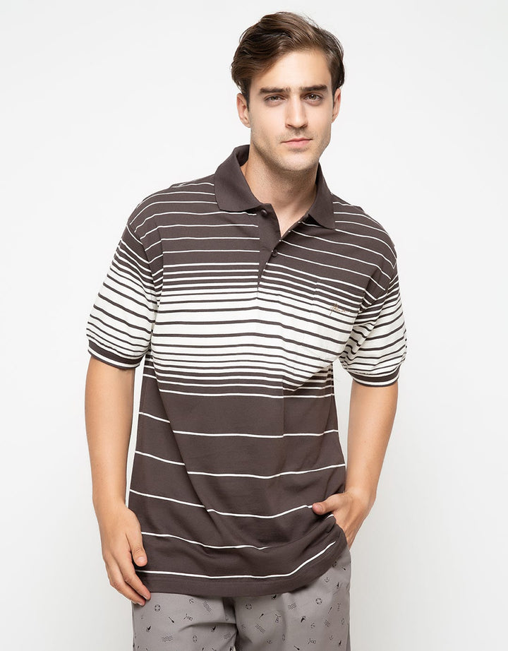 Hassenda Polo Shirt Print Full Stripes - Brown Cream