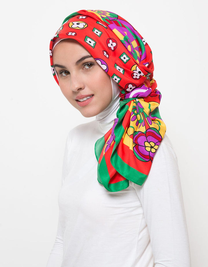My Hijab Flower Square Satin Pashmina