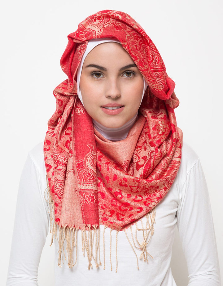 Hijabku Motif Rintik Air Kontras Pashmina