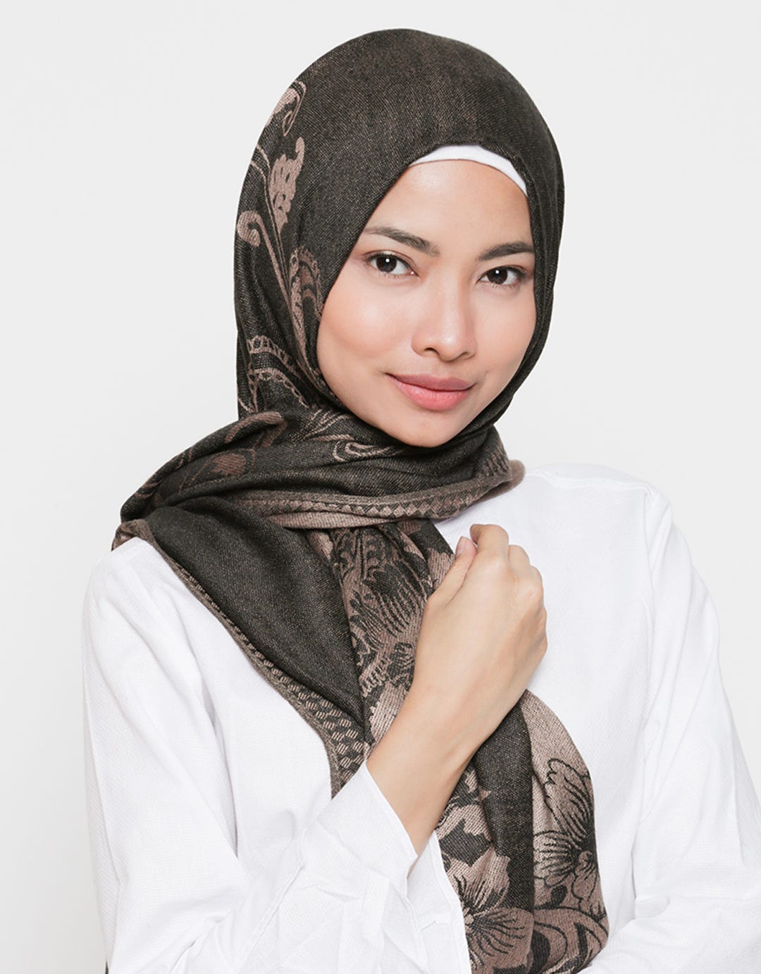 Hijabku Pashmina Print Rantai Bunga