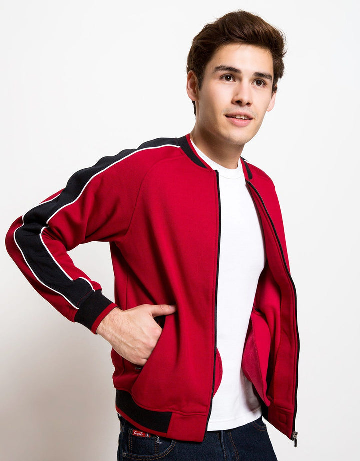 d&f Jaket Pria Detail Stripe dan Hitam