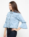 J DENIM RUFFLED ARMS