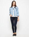 J DENIM RUFFLED ARMS