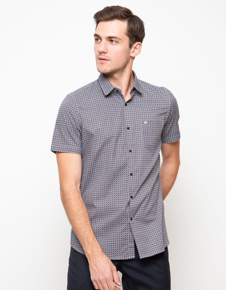 Johnwin White Full Print Short Sleeve Shirt