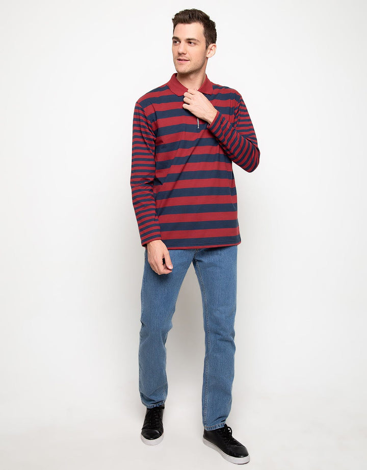 Cole Regular Stripe With Zipper Kaos Kerah Pria