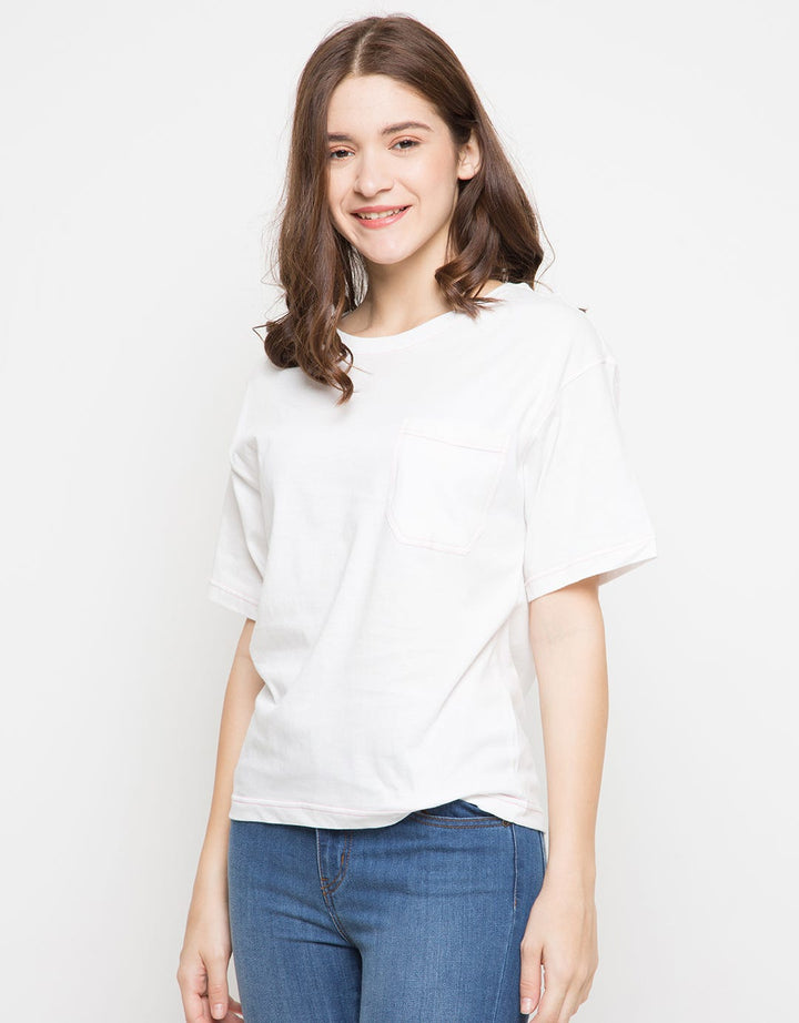 Connexion T Shirt Lengan Pendek Contrast Stitch Neon