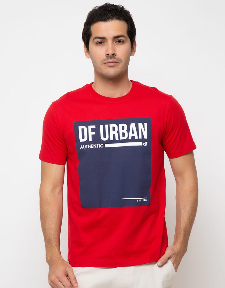 D&F T-shirt Detail Print Wording Navy