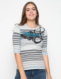 LGS Seven-Eighth Sleeve T-shirt Stripes Print